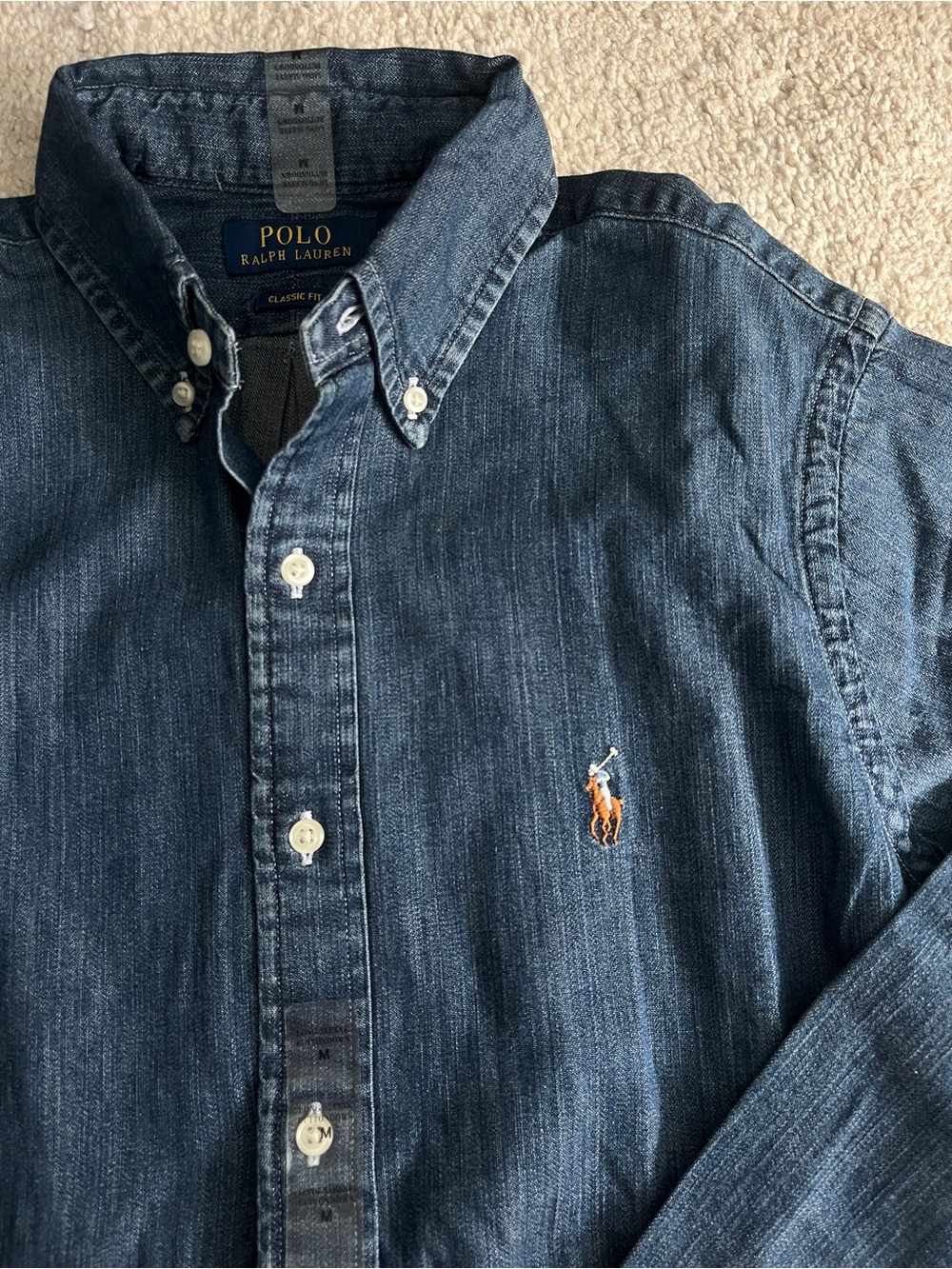 Authentic Polo by Ralph Lauren Men’s Indigo Denim Button-Down Shirt - Picture 4 of 6